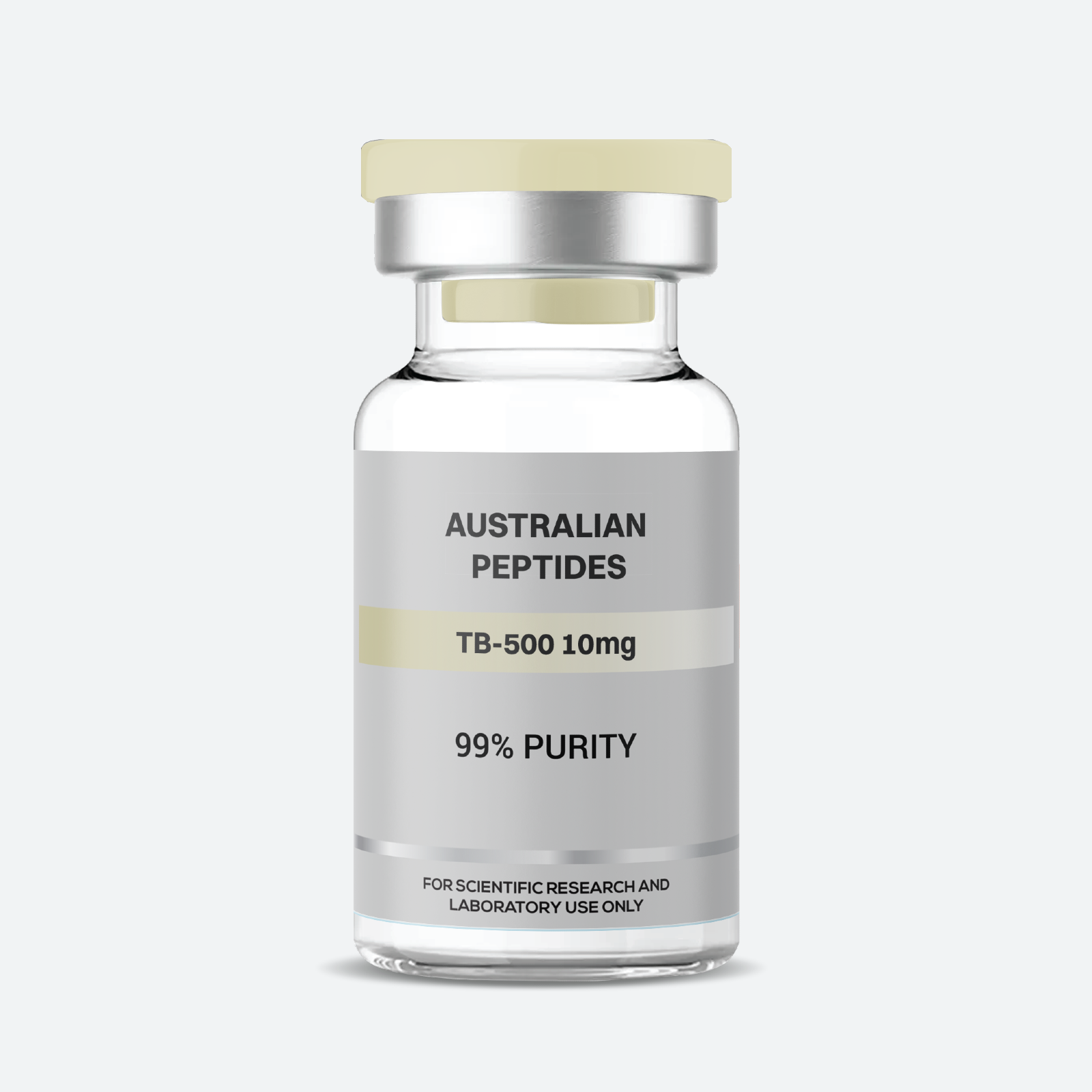 TB-500 10mg lyophilised research peptide vial from Peps Aussie, labelled for scientific research and laboratory use only