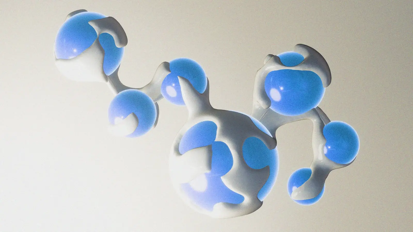 Blue and white molecular structure model
